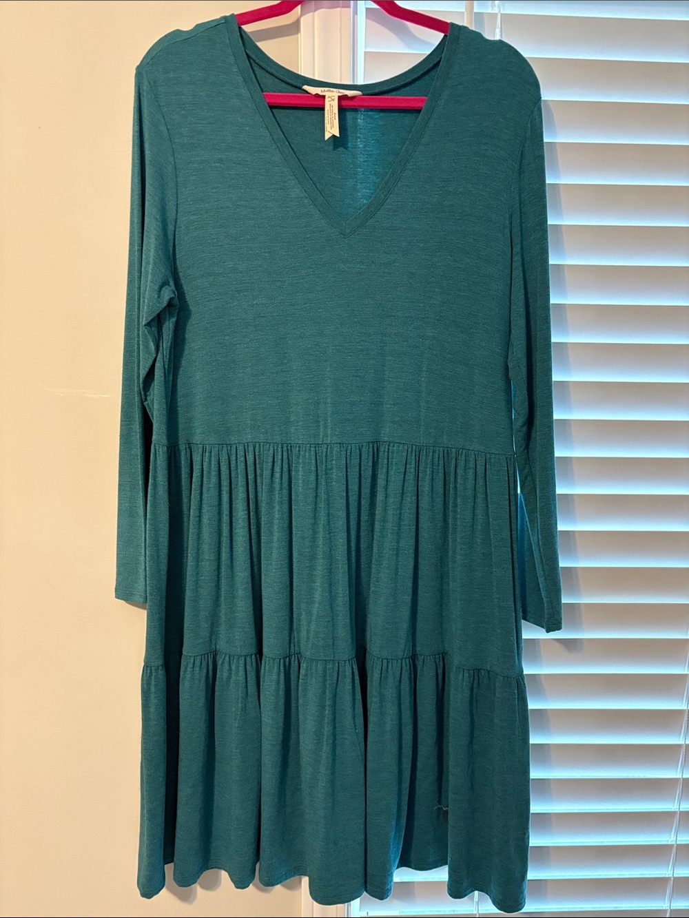 Matilda Jane Teal Long Sleeve Tiered V-Neck Dress